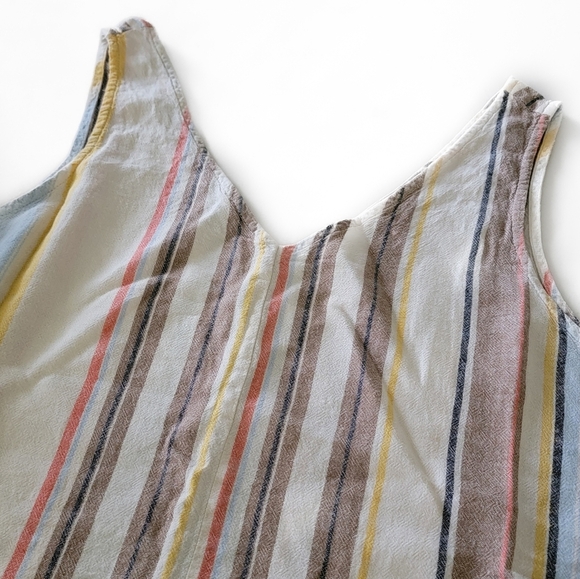 Time and Tru Multicolor Striped Linen Blend Tank Top Size XL (16-18) - Picture 5 of 7
